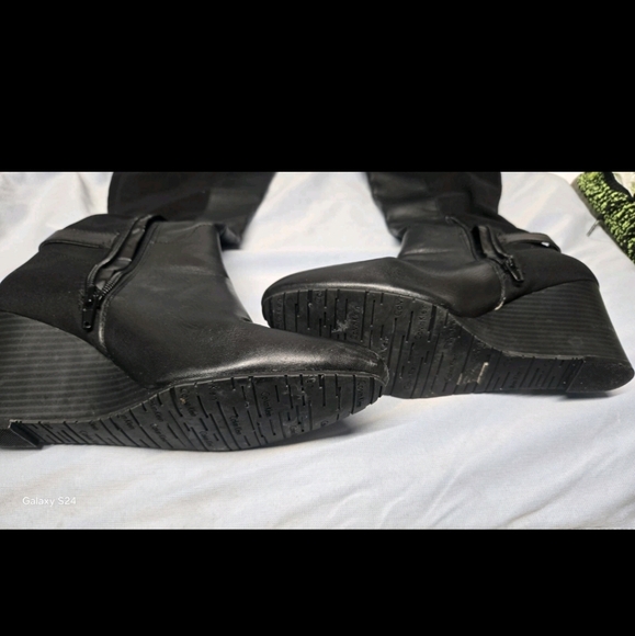 Calvin Klein Black Wedge Boots - Picture 4 of 14
